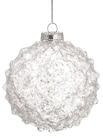 4" Glass Ball Ornament  Clear Ice (pack of 6)