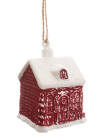 4.25" Glass Snowed House Ornament Red Snow (pack of 6)