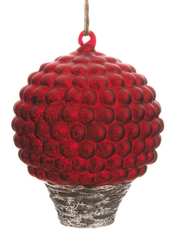 6" Glass Ball Tree Ornament  Red Silver (pack of 6)