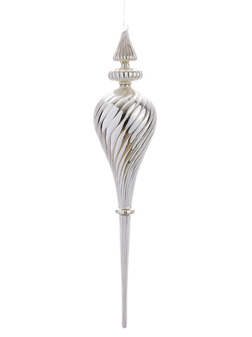 20" Glass Finial Ornament  Silver (pack of 2)