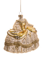 4.5" Glittered Glass Dress Ornament Gold (pack of 4)