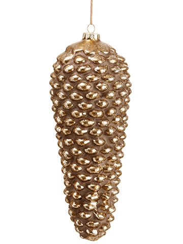 11.5" Glass Pine Cone Ornament Antique Gold (pack of 6)