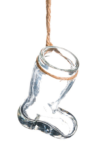 3" Santa Boot Glass Ornament  Clear (pack of 24)