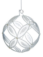 4.75" Beaded Glass Ball Ornament Clear (pack of 6)