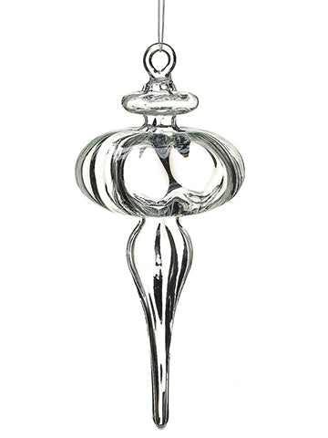 6.5" Glass Finial Ornament  Clear (pack of 12)