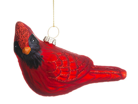 5" Glittered Glass Cardinal Ornament Red (pack of 12)