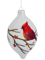 6.5" Cardinal Glass Finial Ornament Red White (pack of 6)