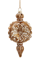 7" Glass Finial Ornament  Antique Gold (pack of 6)