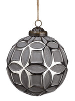 4" Glass Ball Ornament  Gray Silver (pack of 6)