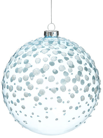 6" Glass Ball Ornament With Silver Cord Blue White (pack of 2)