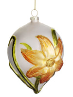 5" Glittered Floral Glass Finial Ornament Orange Yellow (pack of 6)