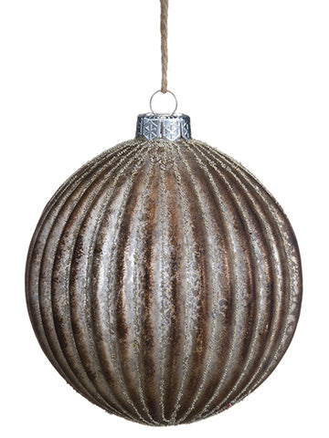 3.9" Mercury Glass Ball Ornament Antique Brown (pack of 6)