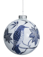 3.9"D Glass Ball Ornament  Blue White (pack of 6)