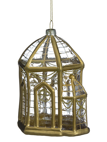 5"Hx3.75"W Glass House Ornament Gold Clear (pack of 2)