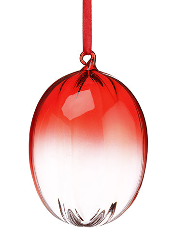 5.5" Glass Egg Ornament  Red Clear (pack of 6)
