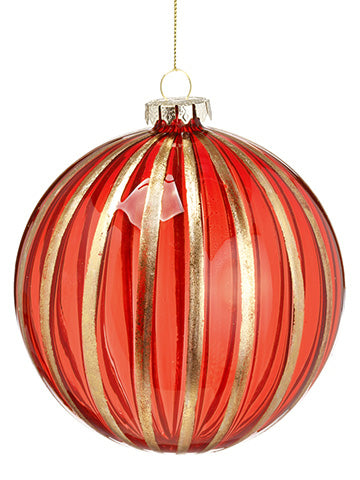 4.75" Glass Ball Ornament With Gold Cord Red Gold (pack of 3)
