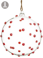 6" Beaded Glass Ball Ornament  Clear Red (pack of 1)