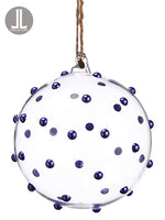 6" Beaded Glass Ball Ornament  Clear Peacock (pack of 1)