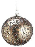 4" Swirl Glass Ball Ornament  Antique Silver (pack of 2)