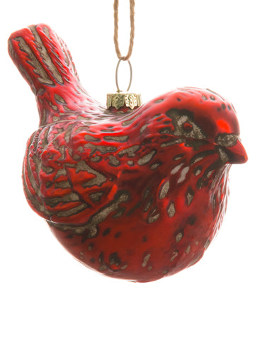 4.6" Glass Bird Ornament  Red (pack of 12)