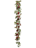 6' Holly/Berry/Pine Cone Garland Green Red (pack of 4)