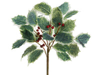 11" Holly Spray With Berry  Variegated Red (pack of 12)