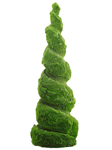 40" Glittered Moss Swirl Cone Topiary Green Glittered (pack of 2)