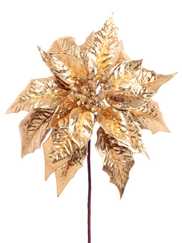 9.5" Poinsettia Pick  Gold (pack of 12)