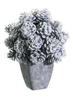 9" Snow Pine Cone in Paper Mache Pot Snow Brown (pack of 3)