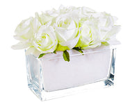 7.5" Rose in Glass Vase  White (pack of 2)