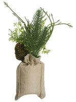 11" Pine/Cone/Sedum Arrangement in Burlap Bag Green (pack of 6)