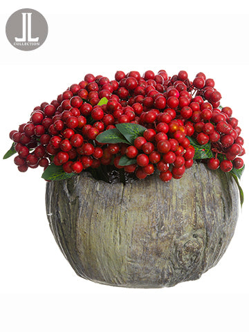 8.5" Berry Arrangement in Cement Pot Red (pack of 4)