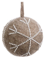 5" Rhinestone Snowflake Ball Ornament Gray White (pack of 6)