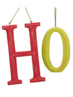 7" Ho Ornament  Green Red (pack of 4)