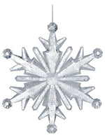 9" Glittered Snowflake Ornament Clear (pack of 4)