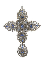10.5" Rhinestone Cross Ornament Blue Mixed (pack of 8)