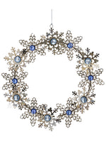9.5" Rhinestone Flower Wreath Ornament Blue Mixed (pack of 6)