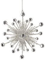 6" Glittered Rhinestone Star Ornament Clear Silver (pack of 8)