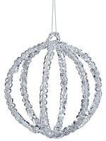 4" Iced Ball Ornament  Clear White (pack of 4)