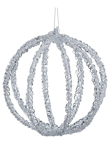 6" Iced Ball Ornament  Clear White (pack of 2)