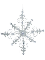 12.5" Glittered Rhinestone Snowflake Ornament Clear Silver (pack of 8)