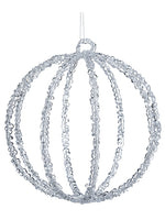 8" Iced Ball Ornament  Clear White (pack of 1)