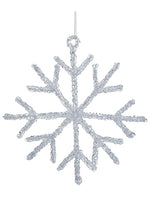8" Iced Snowflake Ornament  Clear White (pack of 8)