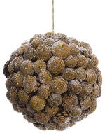11.5" Iced Pine Cone Ball Ornament Brown Ice (pack of 4)