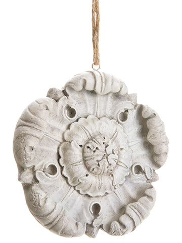 4.25" Polyresin Flower Ornament Whitewashed (pack of 12)