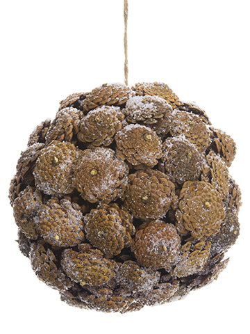9"Hx9"Wx9"L Iced Pine Cone Ball Ornament Brown Ice (pack of 6)