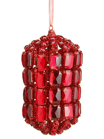 6" Glittered Rhinestone Finial Ornament Glittered Red (pack of 2)