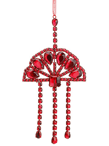 11" Glittered Rhinestone Drop Ornament Glittered Red (pack of 8)