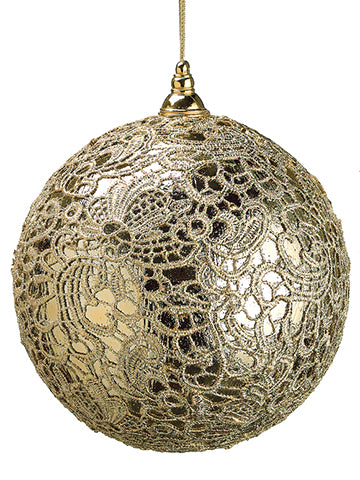6" Lace Ball Ornament  Gold (pack of 6)