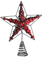 13" Rhinestone Star Tree Topper Ornament Red Black (pack of 2)